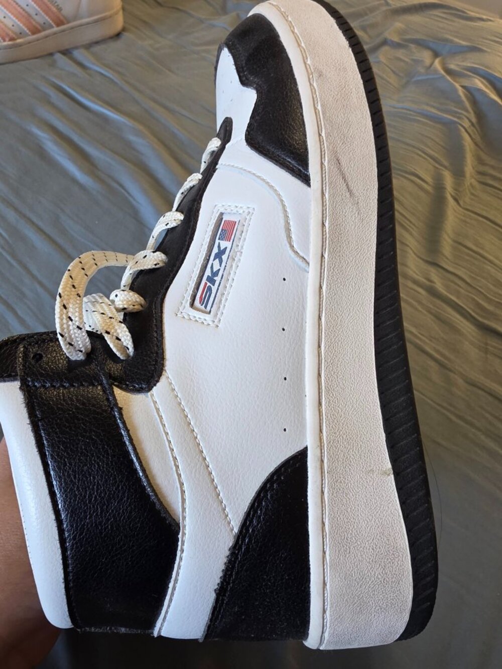 Skechers High Top Sneakers — Black & White — Memory Foam — Women's US 8 — Worn O - Picture 2 of 3